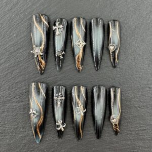 Black - Gold Swirl Metal Accent