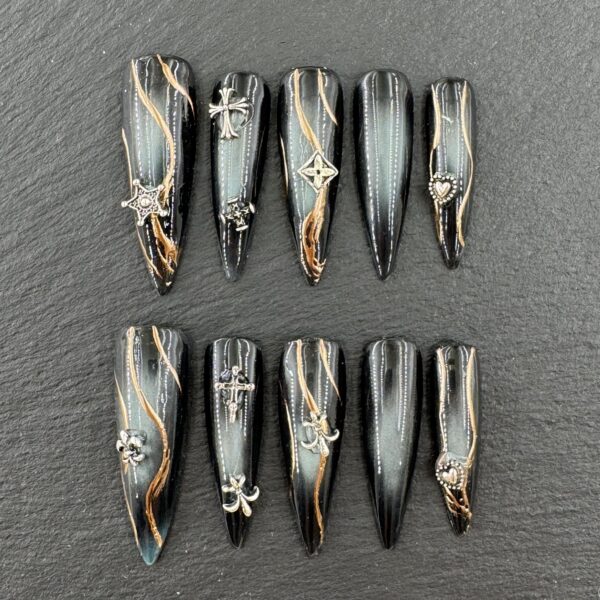 Black - Gold Swirl Metal Accent