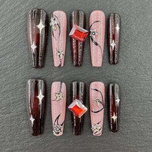 Burgundy - Pink Metal & Red Gem