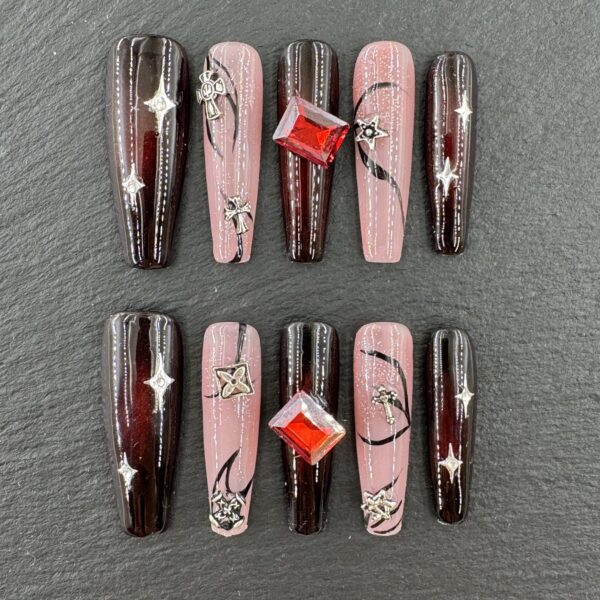 Burgundy - Pink Metal & Red Gem