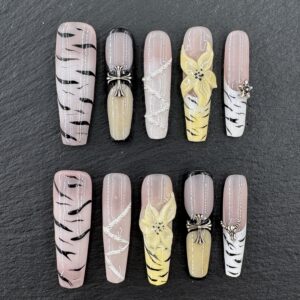 Pink - Toned Tiger Stripe & Floral Metal