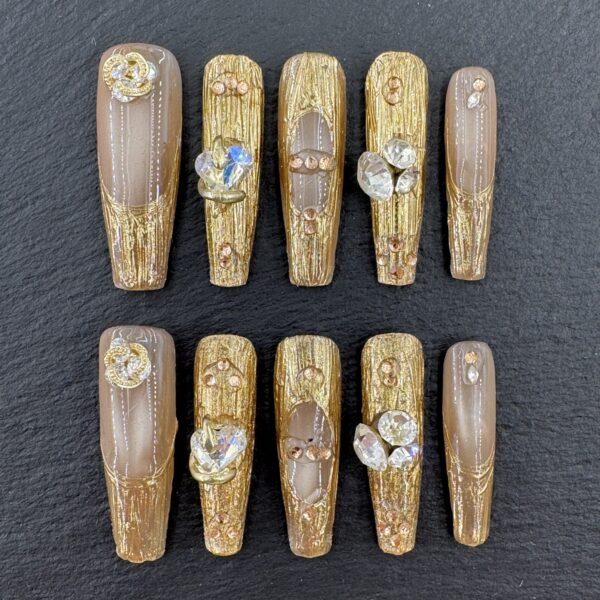 Gold - Textured Crystal Embellished