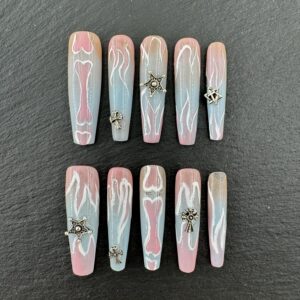 Pastel Pink - Blue Flame Metal Charm