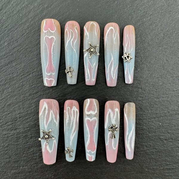 Pastel Pink - Blue Flame Metal Charm