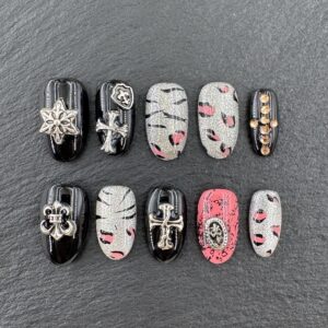 Black - Pink Punk Metal & Leopard Glitter