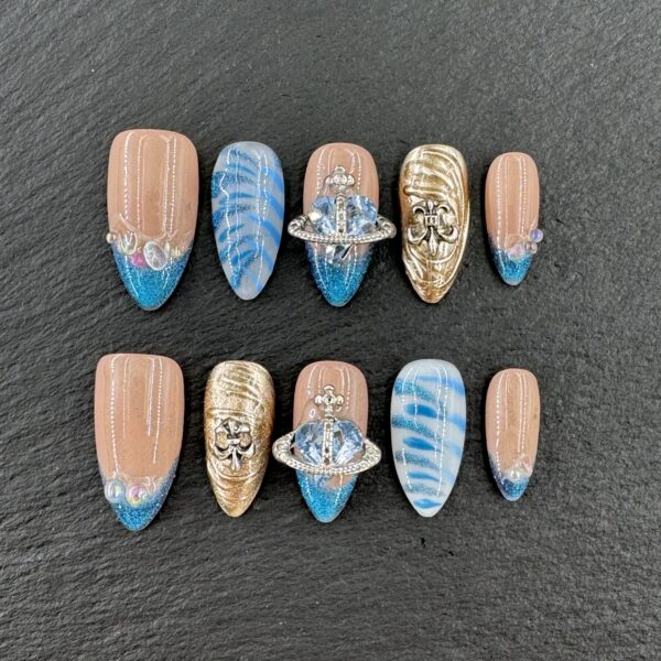 Nude Pink & Blue Glitter Saturn - Gem