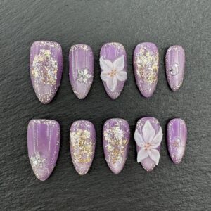 Purple Gradient Gold - Flake 3D Flower