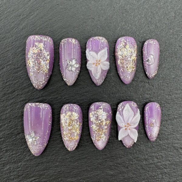 Purple Gradient Gold - Flake 3D Flower